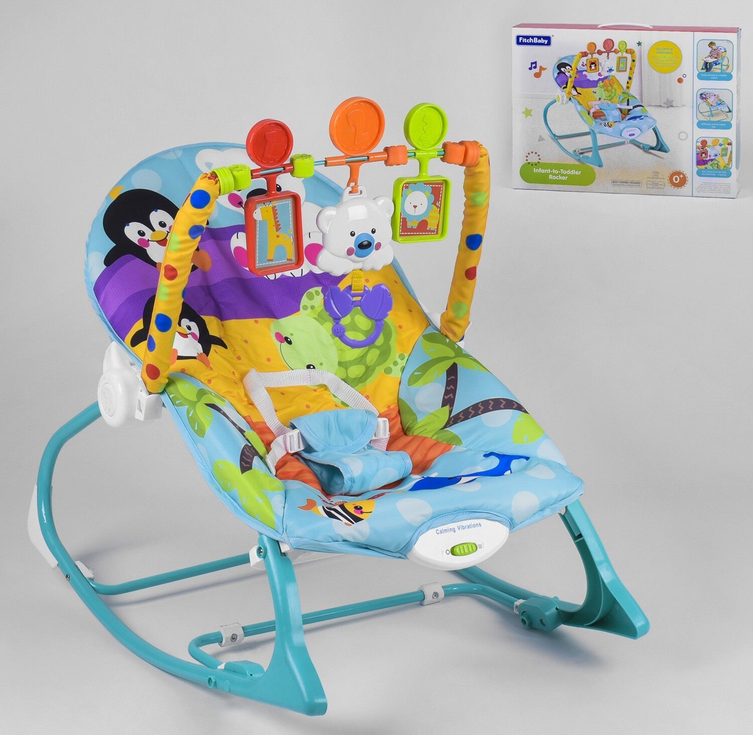 

Детский шезлонг-качалка Fitch Baby 8615 3 игрушки музыка вибрация