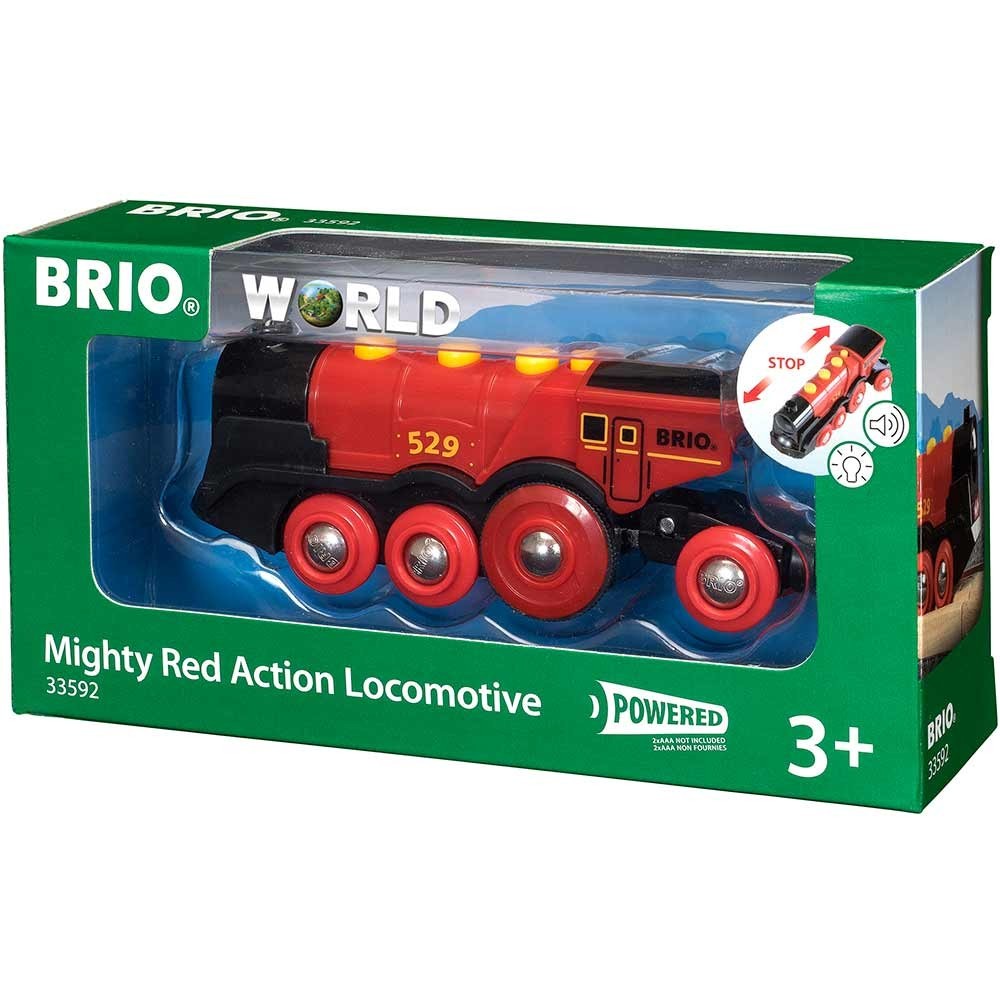 

Могучий красный локомотив для железной дороги BRIO на батарейках (33592)