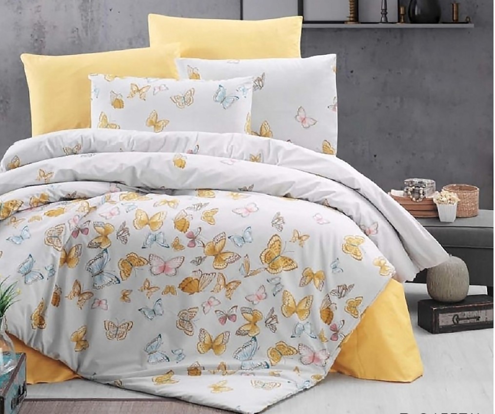 

Постельное белье TAG Ранфорс премиум с компаньоном застежка молния 100% хлопок 2х150х220 семейный Желтый 09117550973