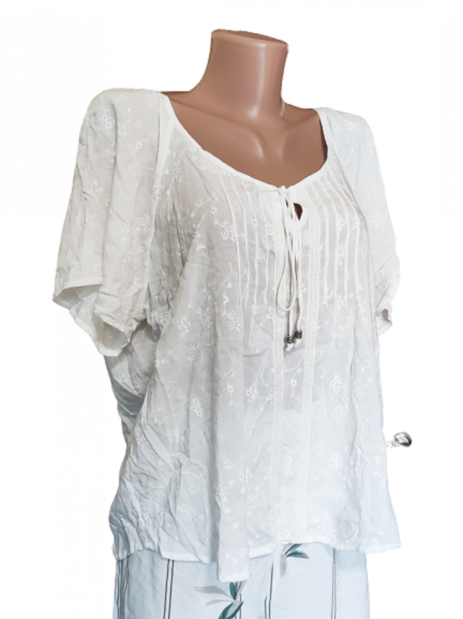 

​Блузка M&S Marks & Spencer с вышивкой 52-54 XXXL UK18 EU46 белая 20-00439