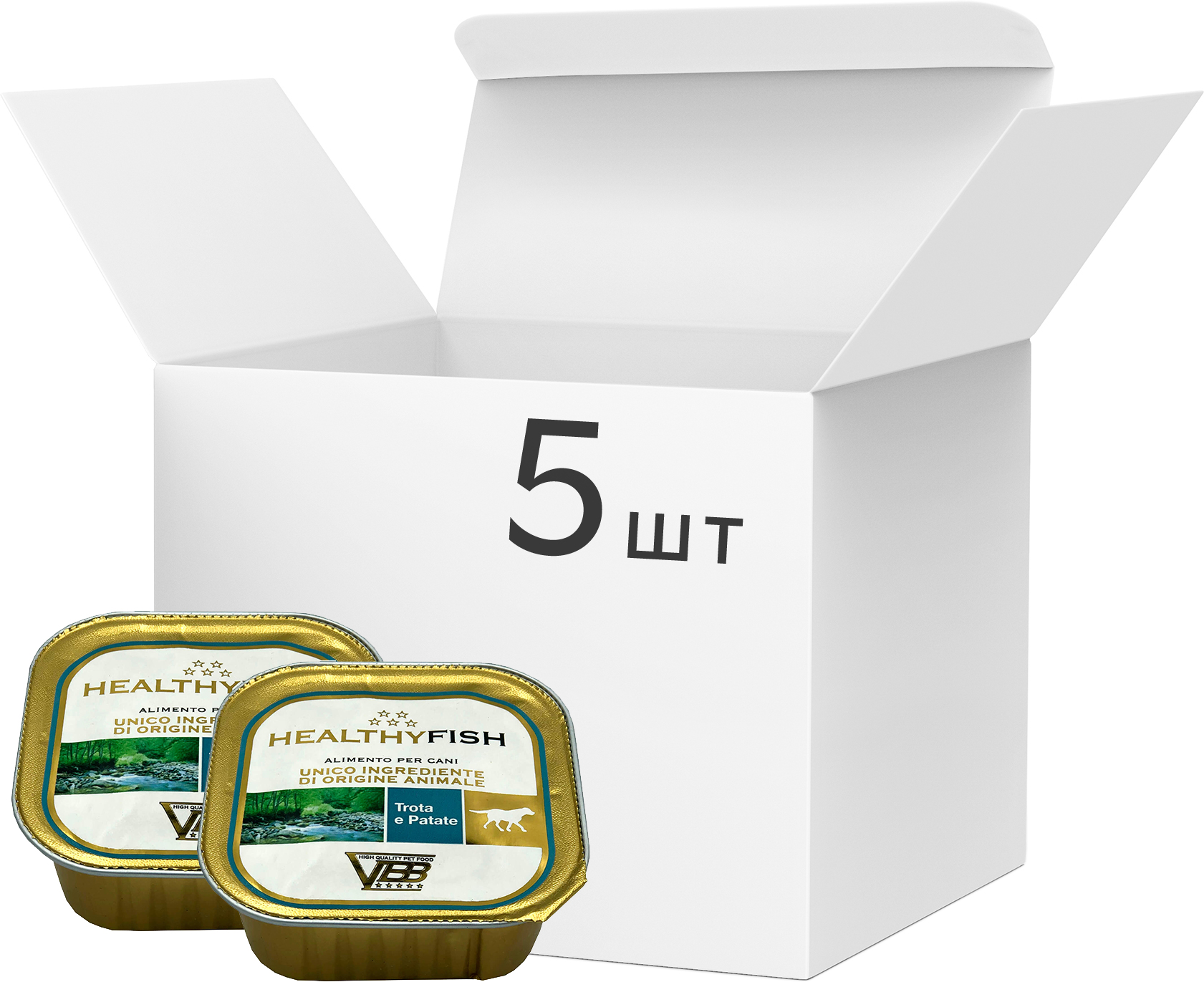 

Упаковка влажного корма для собак Healthy FISH с форелью и картофелем 5 шт по 150 г