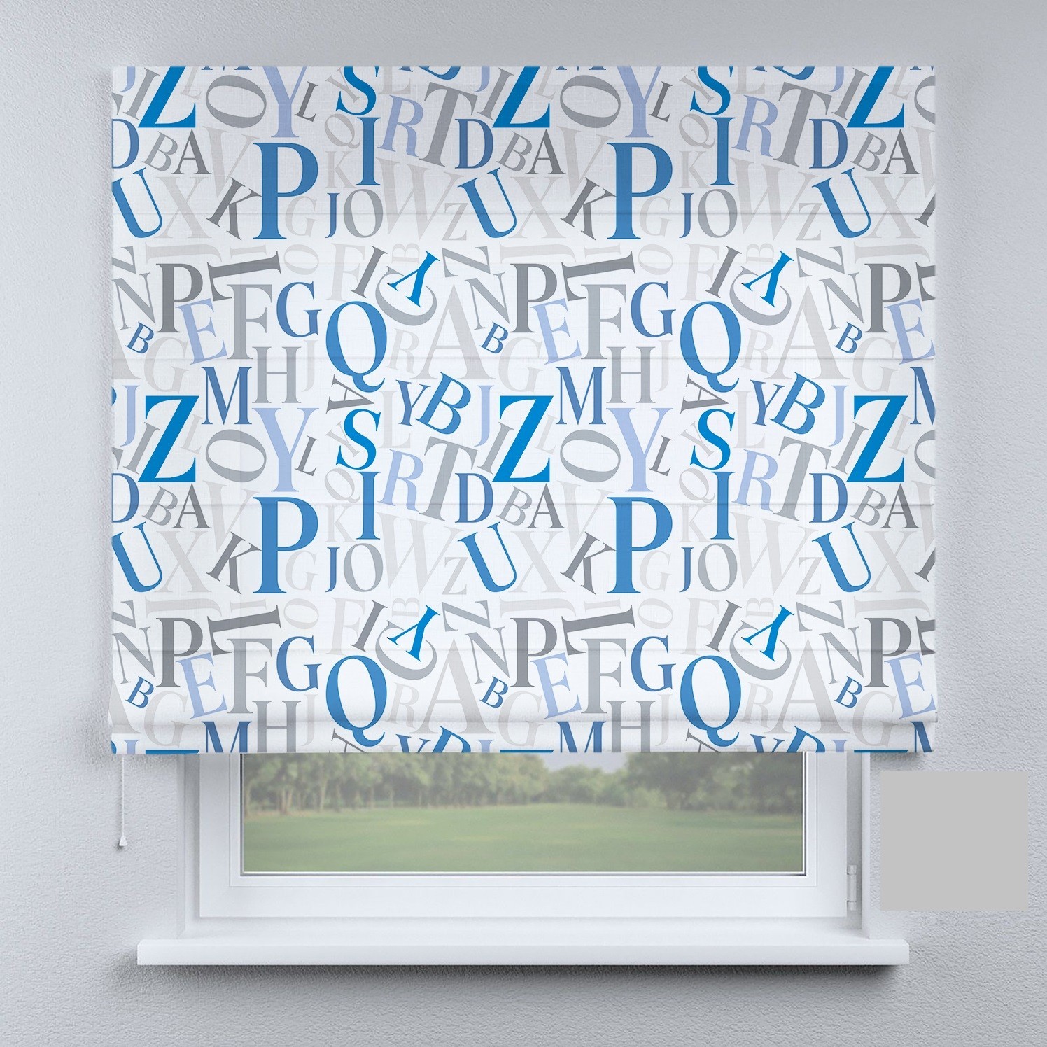 

Римские шторы DECOLIV буквы синие 50*170 см