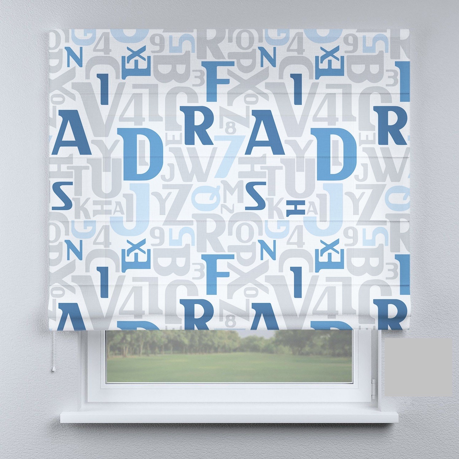 

Римские шторы DECOLIV буквы синие с белым 260*170 см