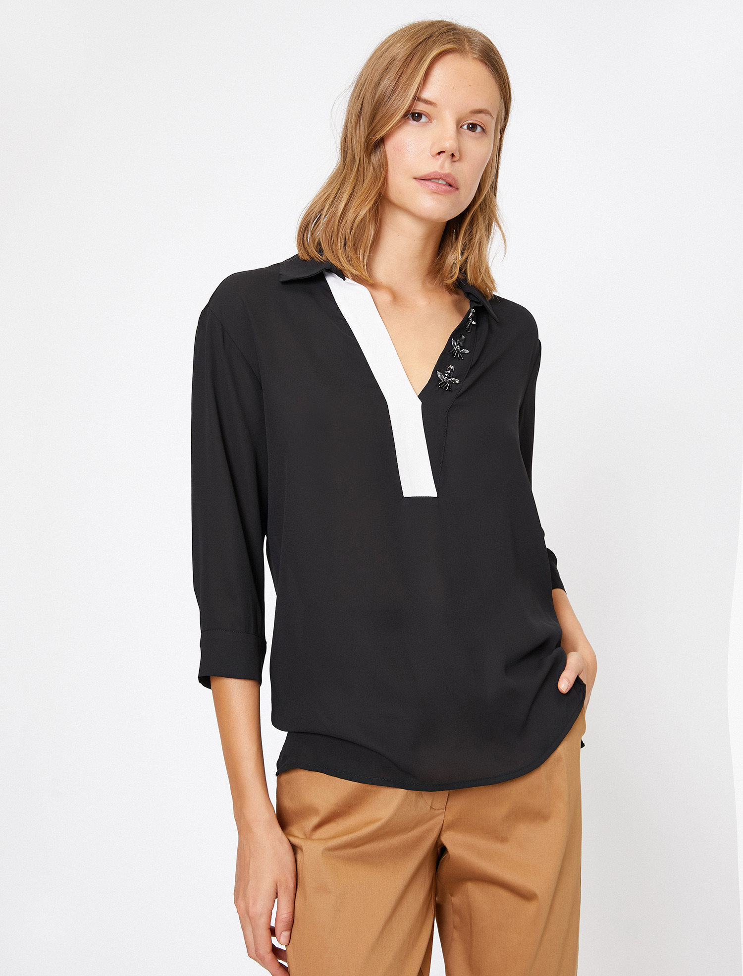 

Блузка Koton 0KAK66466IW-999  Black, Блузка Koton 0KAK66466IW-999 34 Black