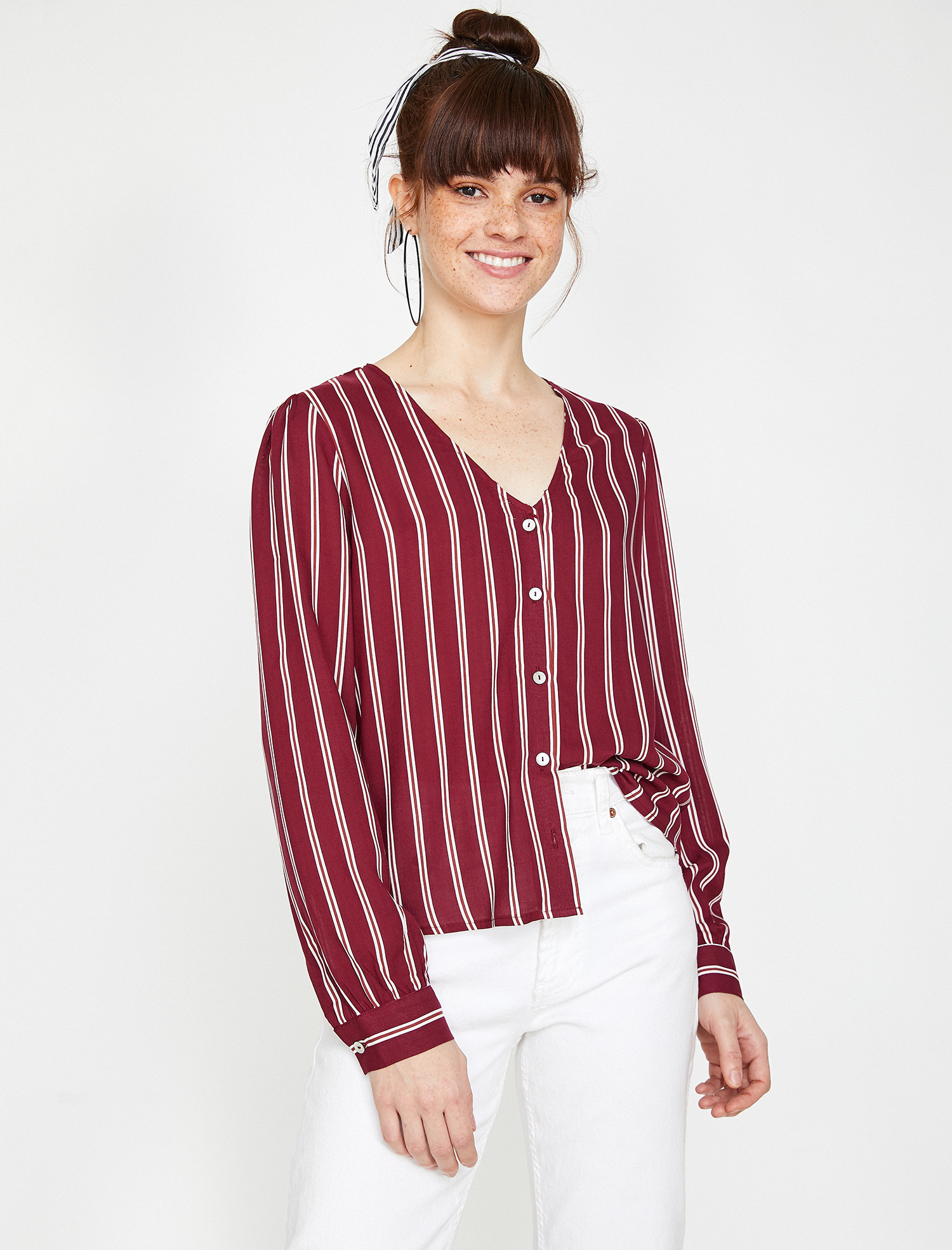 

Блузка Koton 9YAL68182IW-45Z  Wine Stripe, Блузка Koton 9YAL68182IW-45Z 38 Wine Stripe