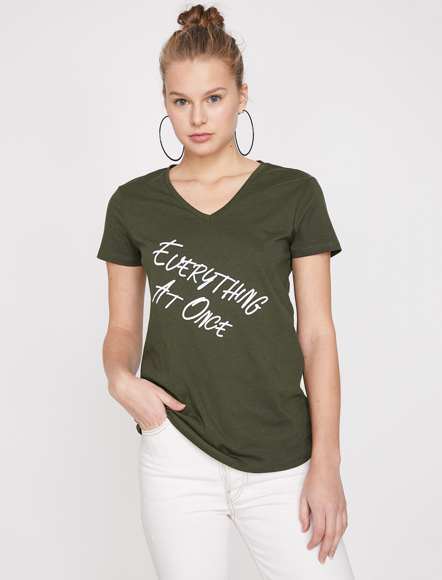 

Футболка Koton 9YAL18543IK-877  D.Khaki, Футболка Koton 9YAL18543IK-877 S D.Khaki