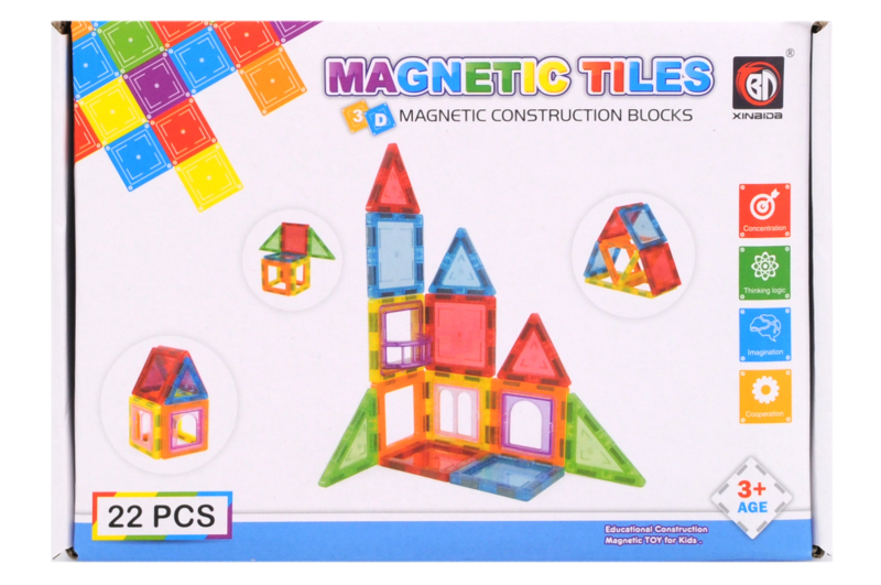 

Конструктор магнітний A-Toys "Magnetic tiles" 22 деталей 23*16*5 см різнобарвний 9911