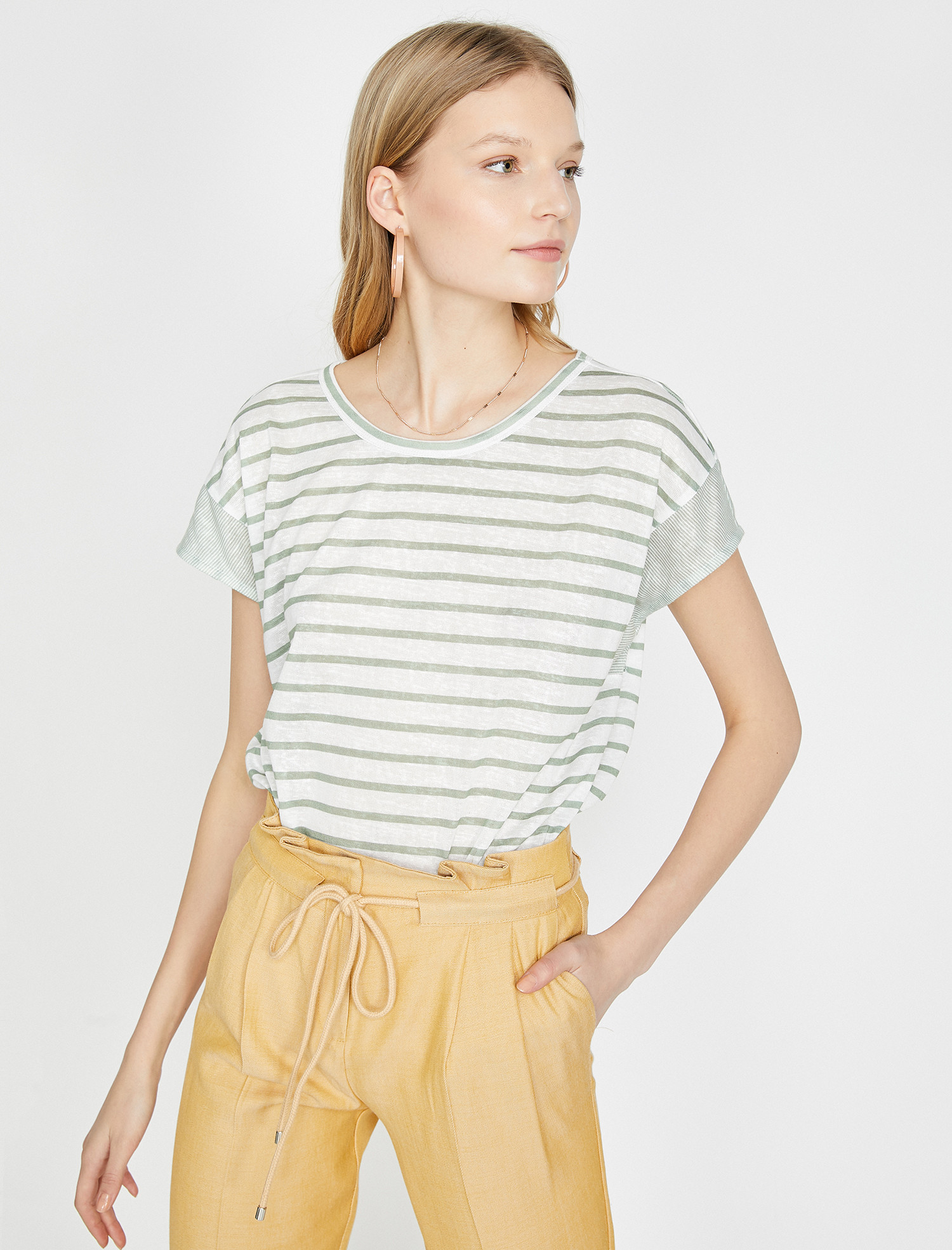 

Футболка Koton 9YAK13211EK-41K  Green Stripe, Футболка Koton 9YAK13211EK-41K XL Green Stripe