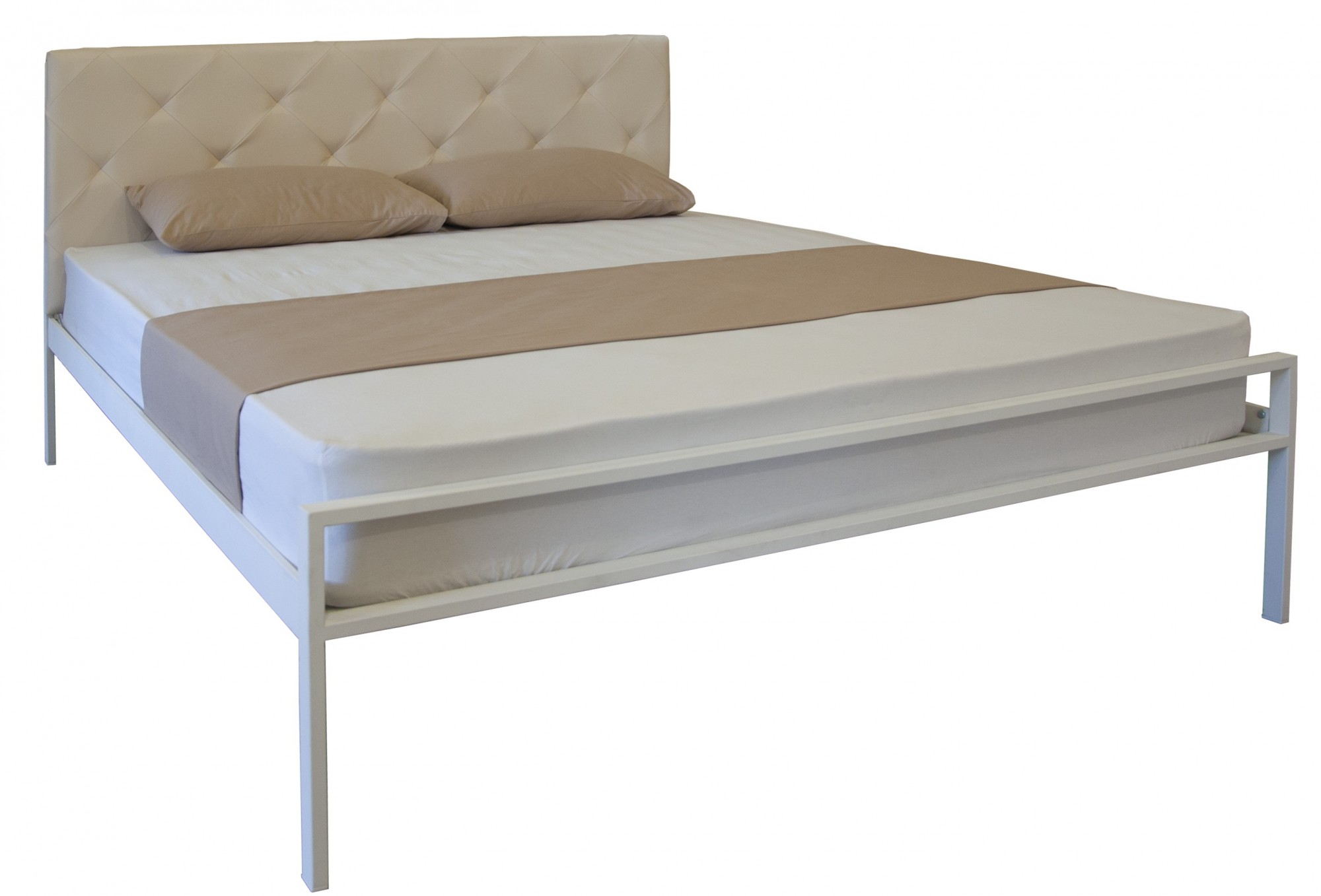 

Кровать Melbi 160х190 см металл белый + бежевый Бланка 02