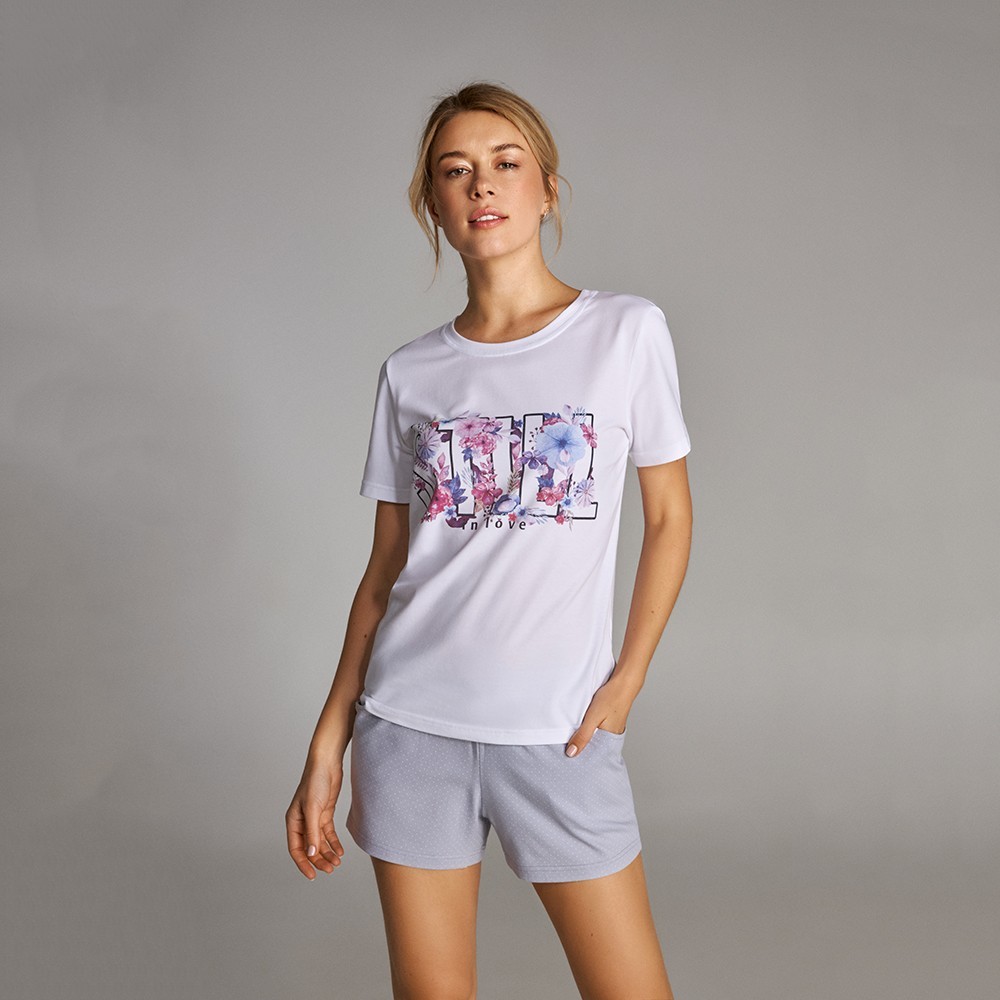 

Пижама женская с шортами Still in Love Ellen LNP 302/001 белая с серым, Пижама женская с шортами Still in Love Ellen LNP 302/001 белая с серым L
