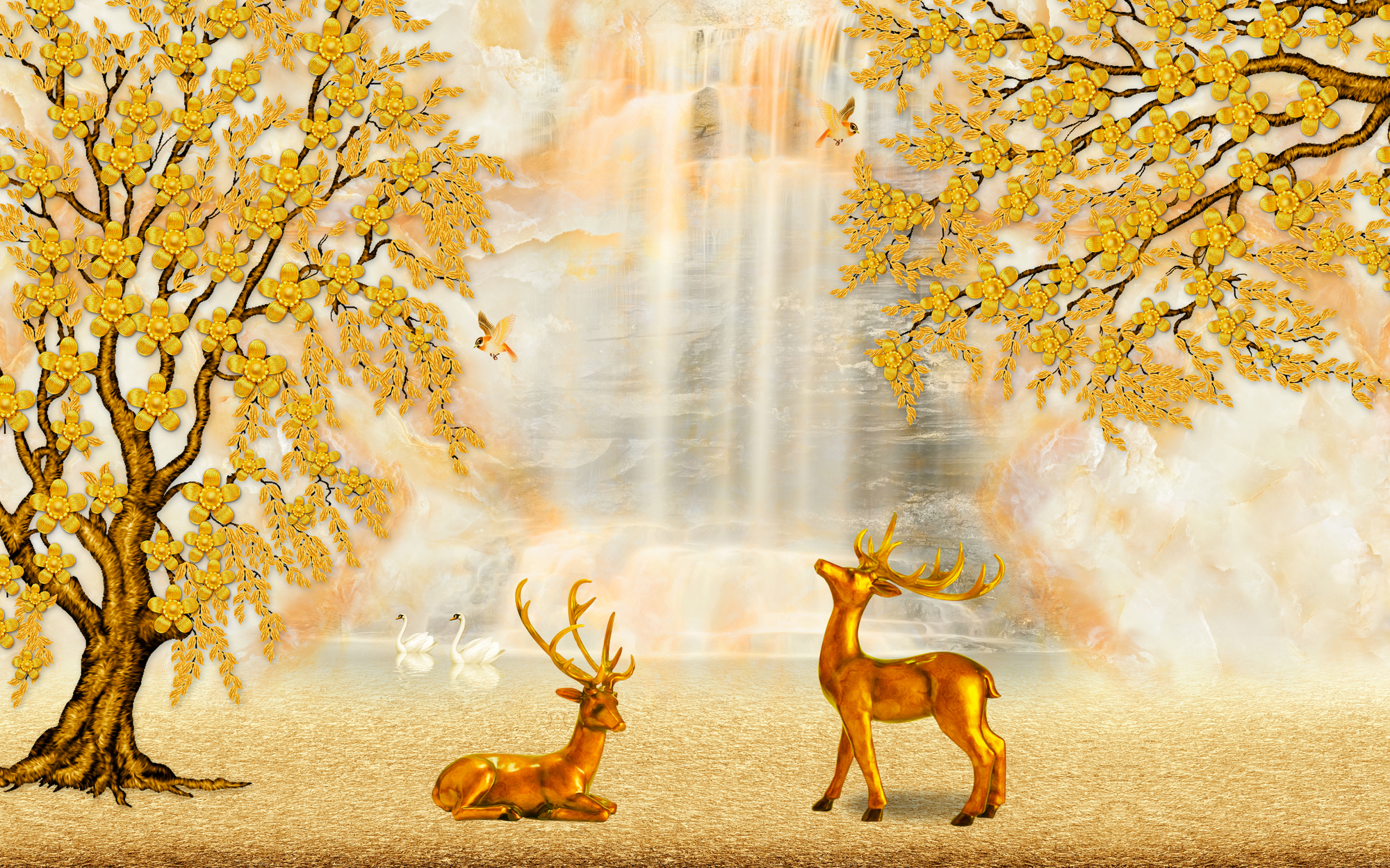

Фотообои 3D 'Деревья и олени' (4368) , Живопись