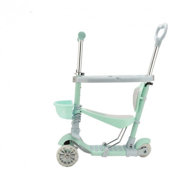 

Детский самокат 5в1 Scooter с бортиком, мятный 02057