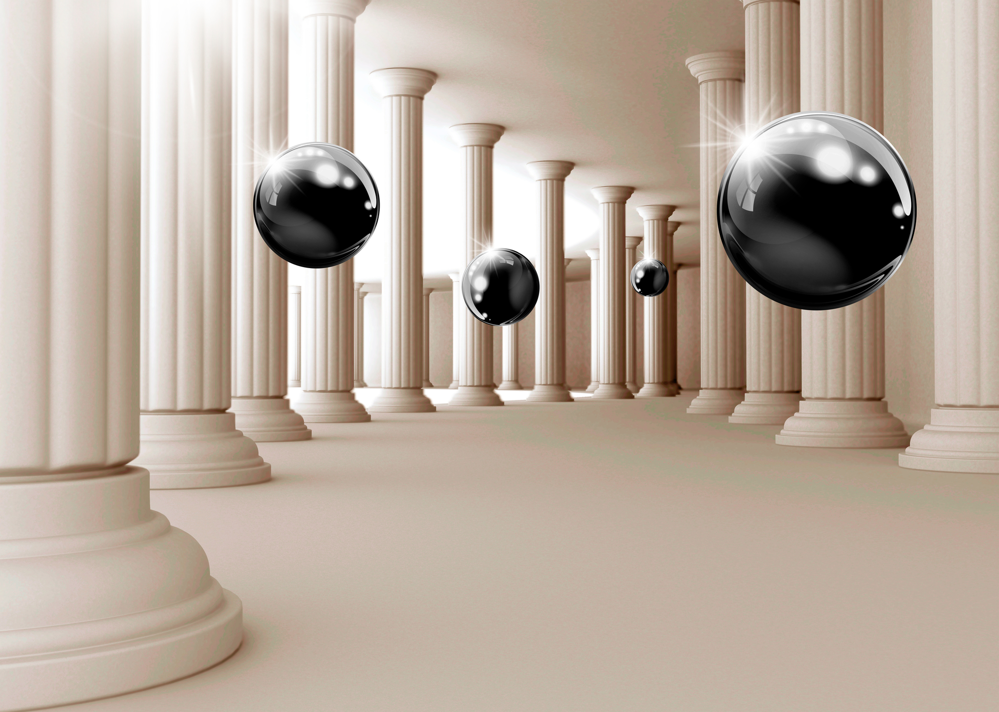 

Фотообои 3D 'Черные сферы' (4373) , Мелкий песок