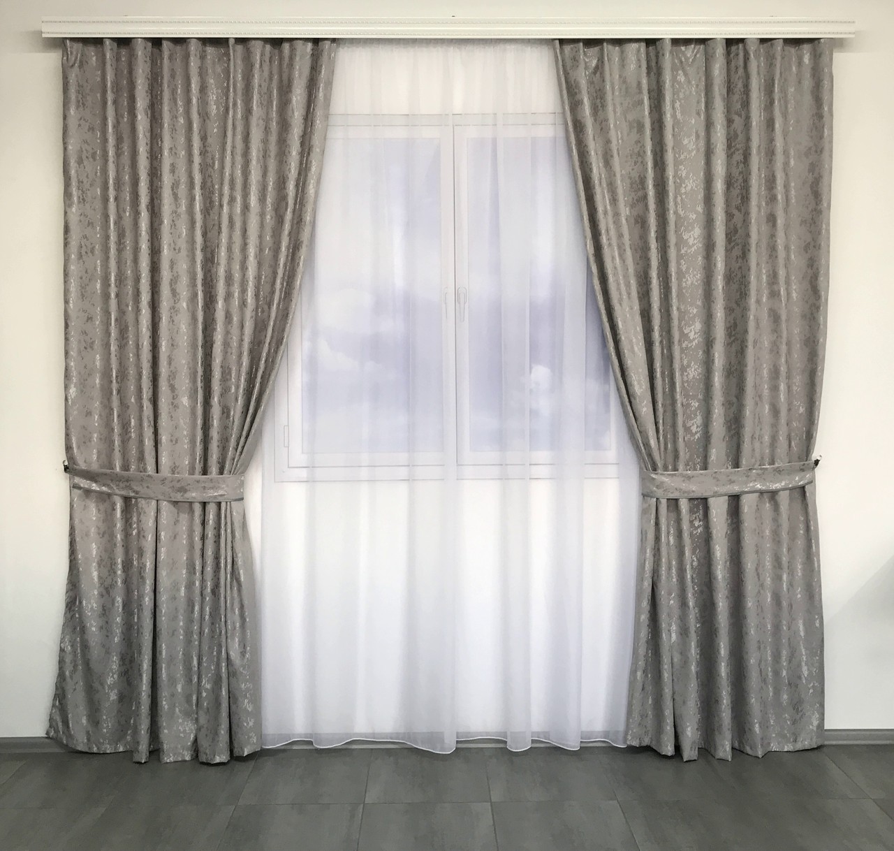 

Готовые мраморные шторы 200x270 cm (2 шт) Happy серые