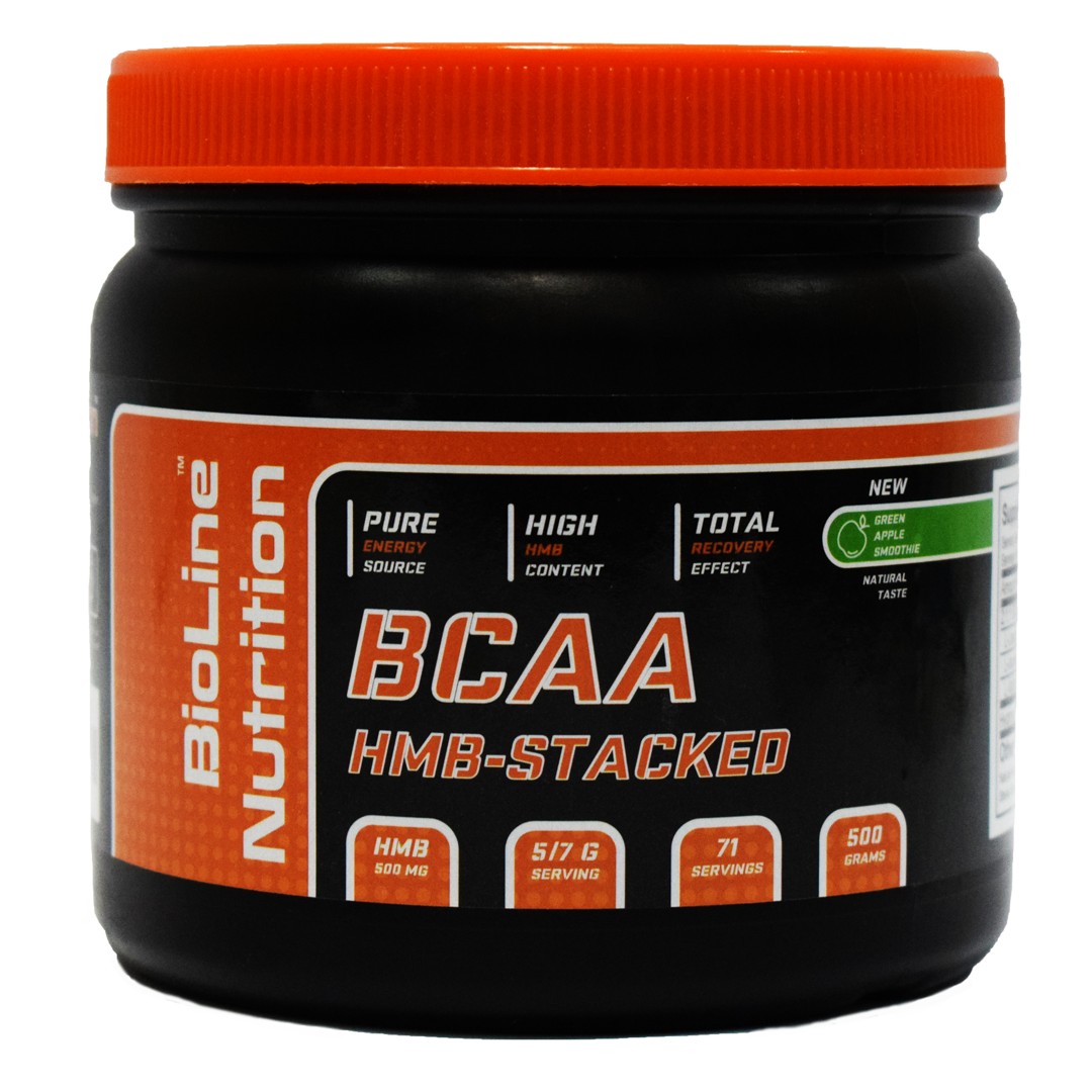 

Аминокислота BCAA 2:1:1 BioLine Nutrition HMB-STAKED Green apple smoothie500 г (5789493)
