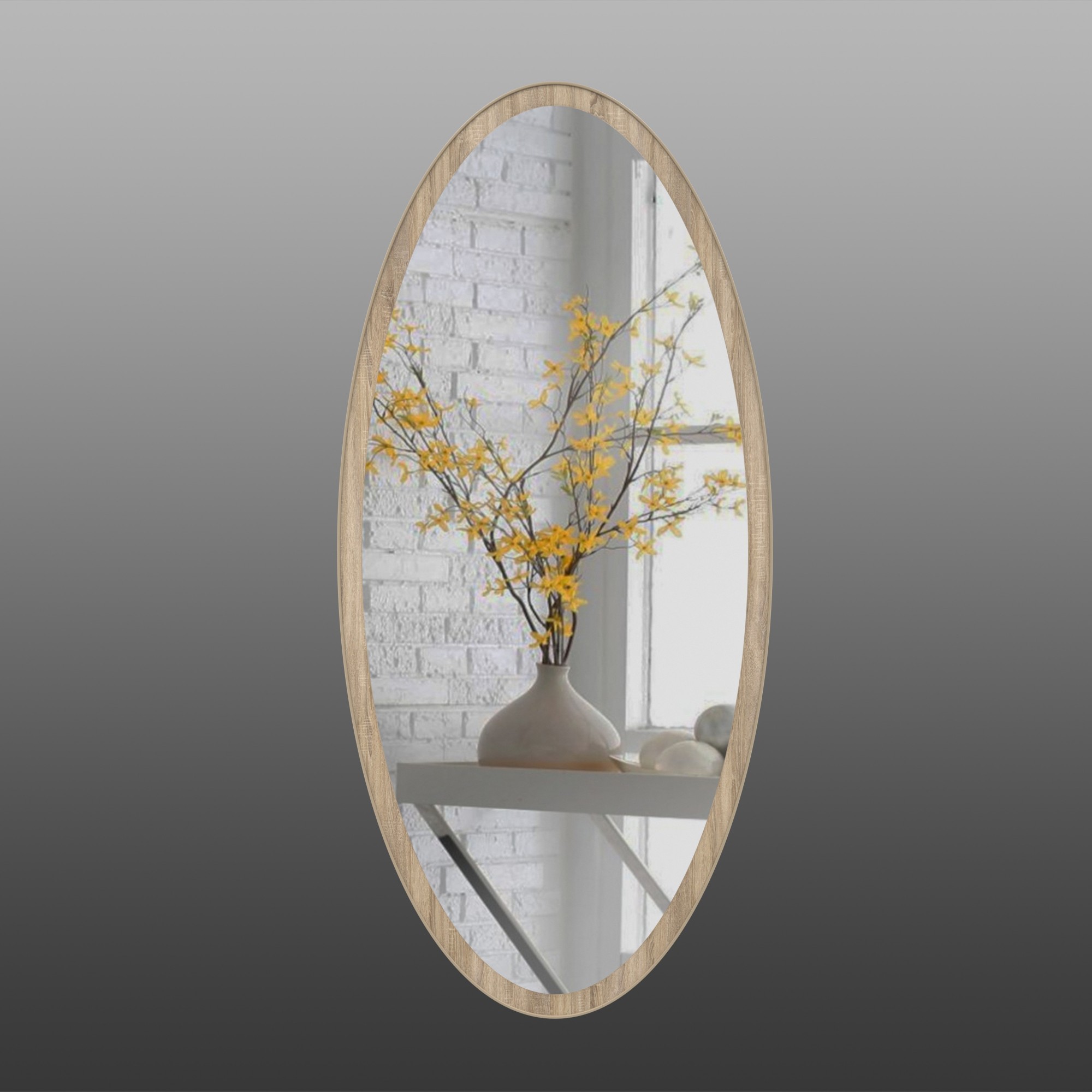 

Настенное зеркало в полный рост Арт Декор овальное ZR1 дуб сонома 1300х600мм