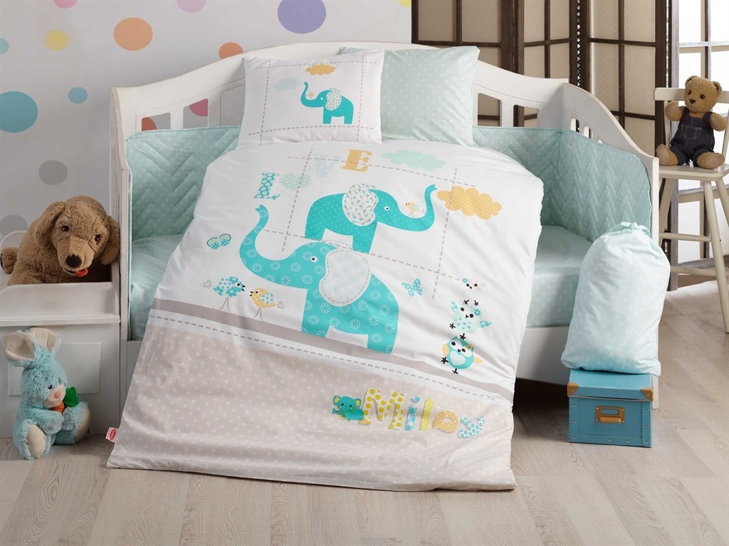 

Комплект постельного белья детский Hobby Pretty бирюзовый 100х150 см
