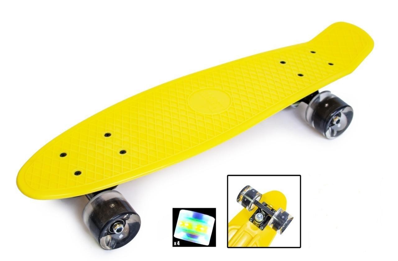 

Пенни борд (скейтборд) Penny Board "Fish" LED Wheel Yellow