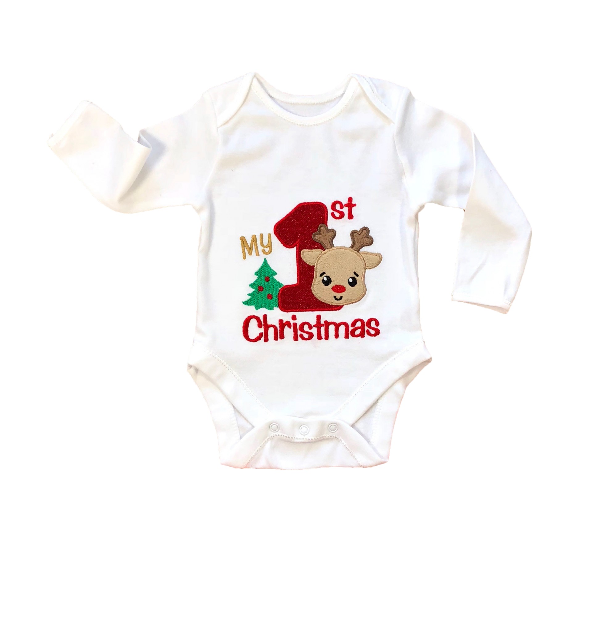 

Новогодний наряд Tino Baby с вышивкой "My first Christmas", бодик, размер 9-12 мес (74-80 см)