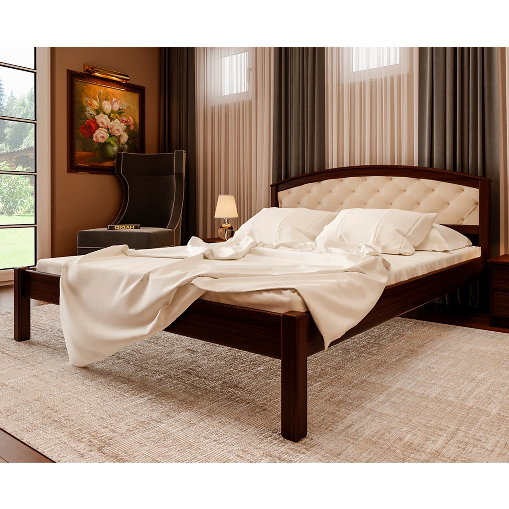 

Кровать Британия с мягким изголовьем (Червоноградский ДОК) Темный орех 140х200 см 91110_06