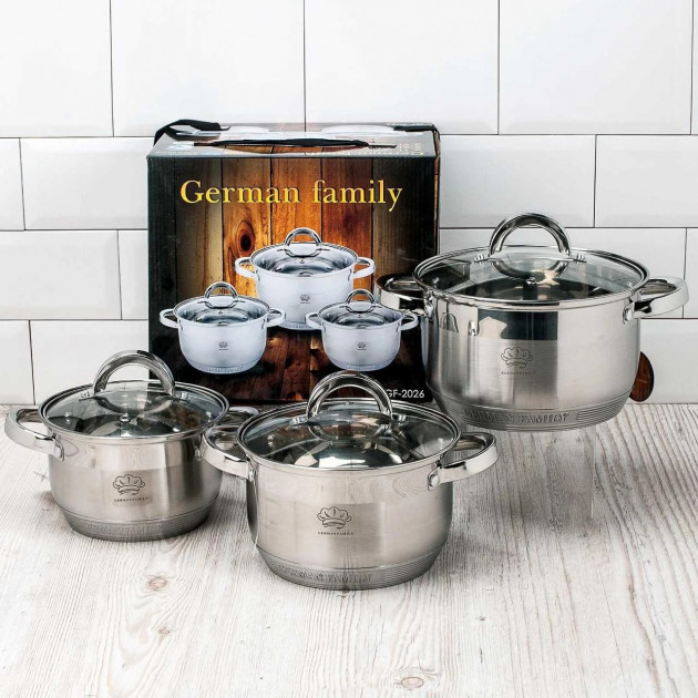 

Набор кастрюль German Family из нержавеющей стали 6 предметов