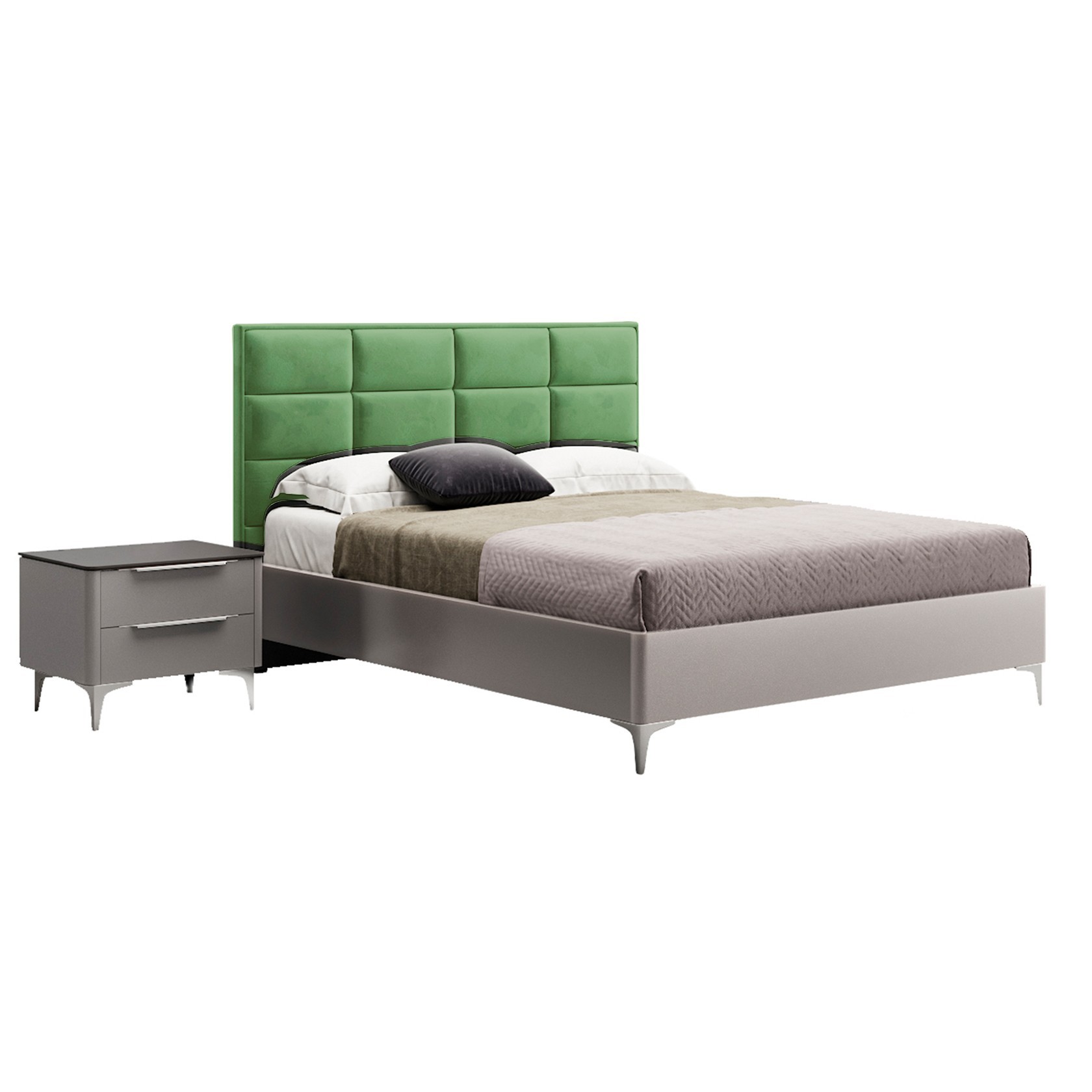 

Кровать Детройт-2 модерн (Green Sofa) Серая + Зеленая 200х200 см 381152_25