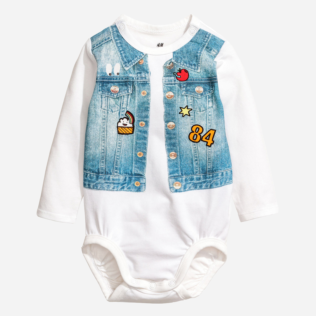 

Боди H&M SM611416 56см Белый/Синий комбинированный