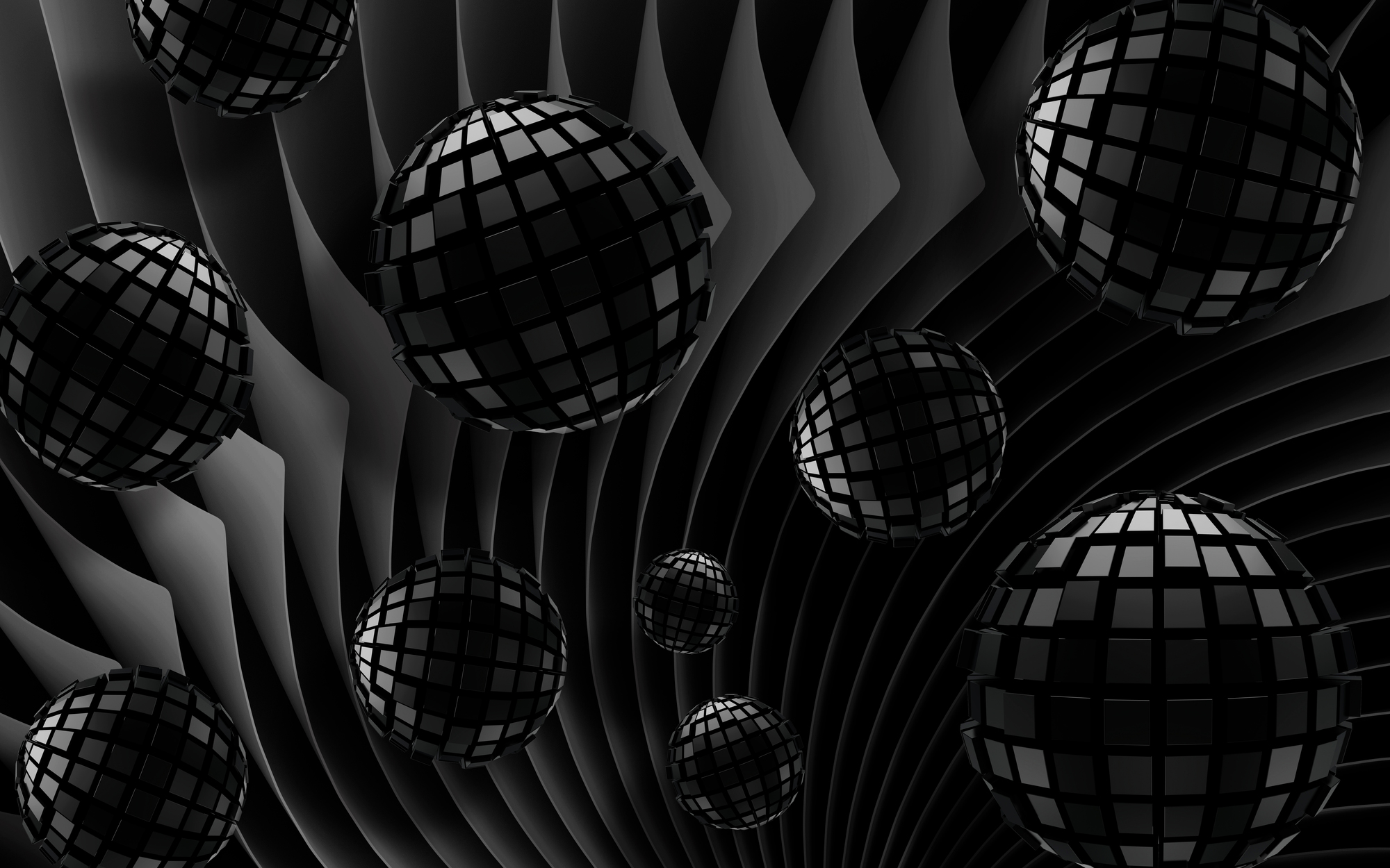 

Фотообои 3D 'Черные шары' (4333) , Гладь