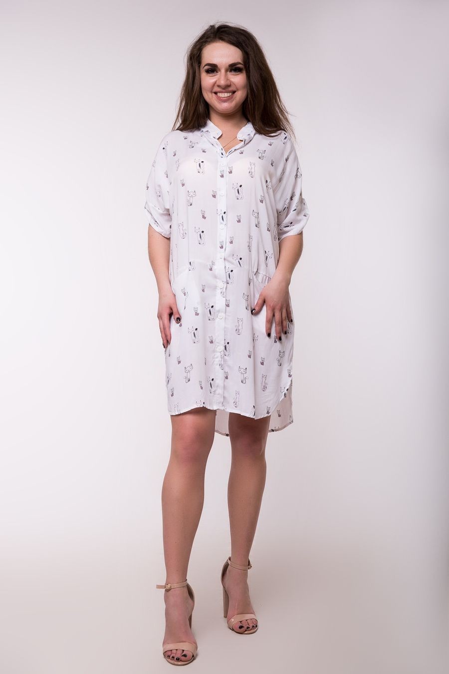 

Платье-рубашка с принтом котики Jesstore С7300-1 XL Белое