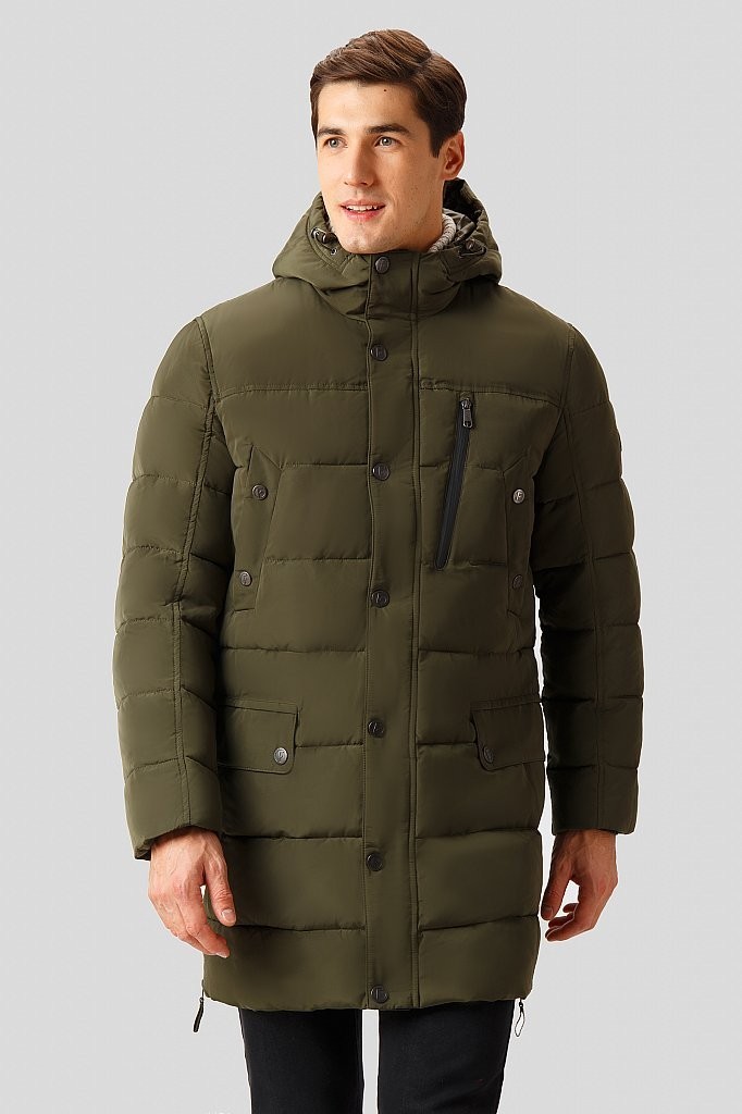 

Зимняя удлиненная мужская куртка Finn Flare W18-21004-905 XL Темно-зеленая