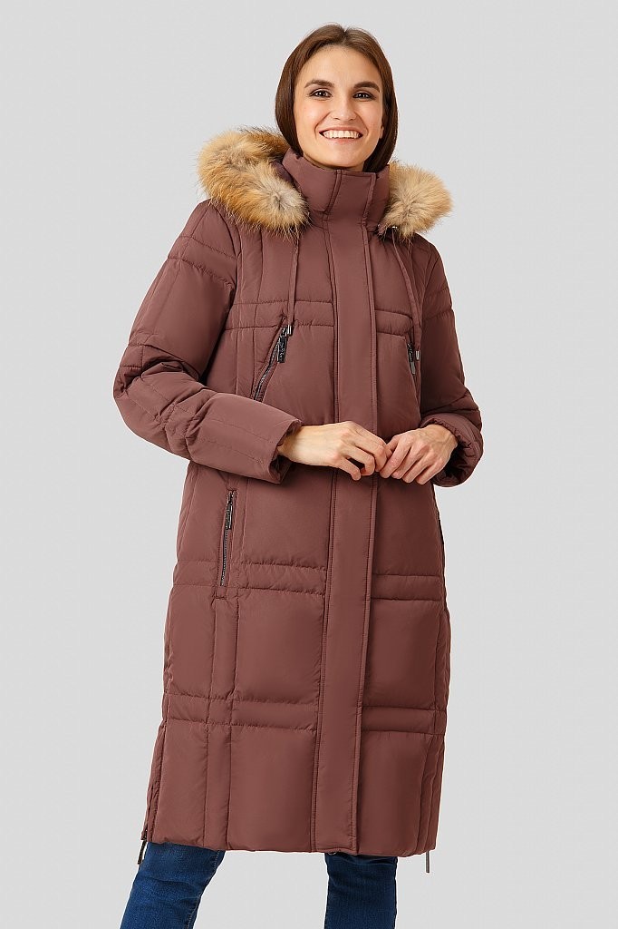 

Пальто-пуховик с меховой опушкой Finn Flare 17811002W-627  Кофейный, Пальто-пуховик с меховой опушкой Finn Flare 17811002W-627 S Кофейный