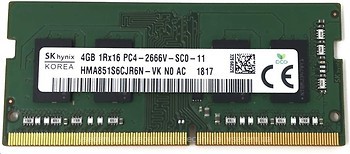 

Пам'ять SK hynix 4 GB SO-DIMM DDR4 2666 MHz - (HMA851S6DJR6N-VK)