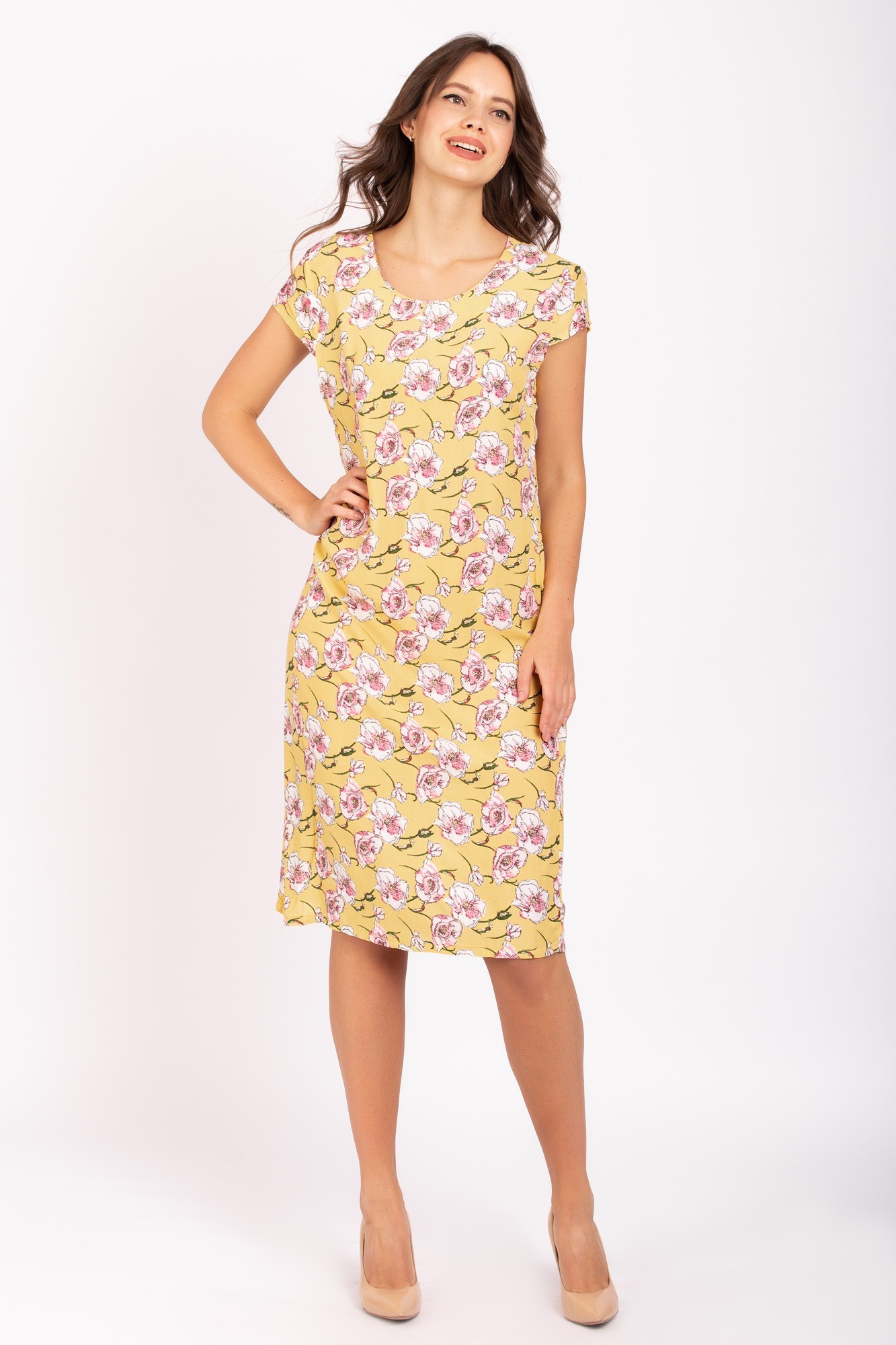 

Летнее платье миди Jesstore С8800-17 L Желтоe