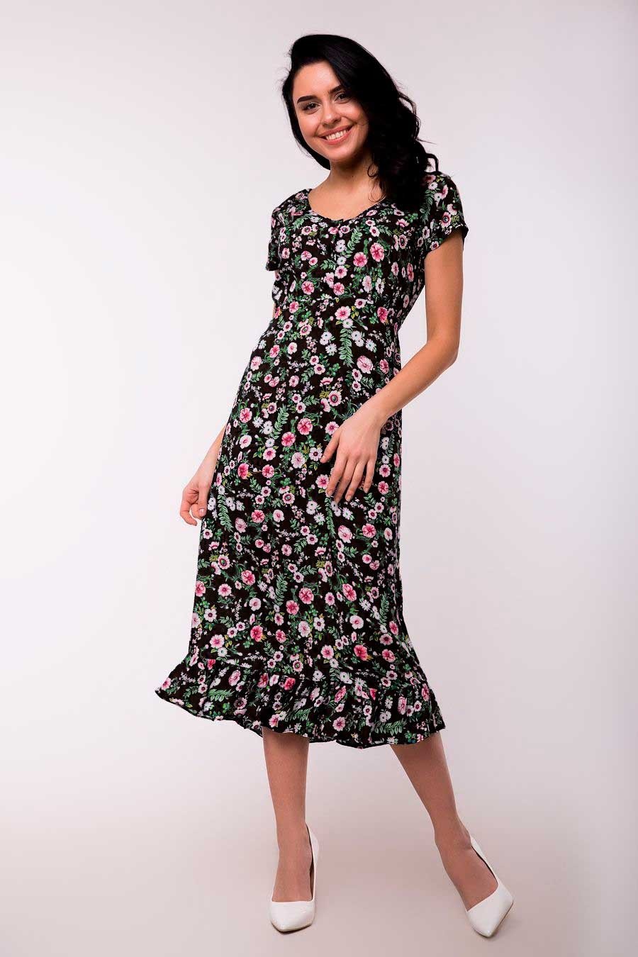 

Летнее платье с завышенной талией и цветочным принтом Jesstore С8100-7 L