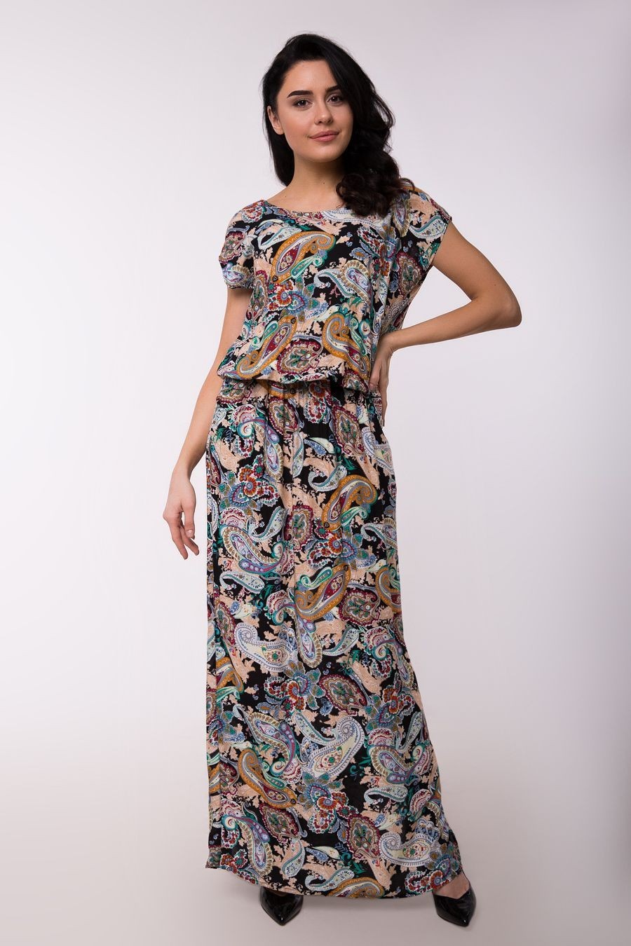 

Летнее платье с резинкой по талии Jesstore 6100D-70 XL Разноцветное