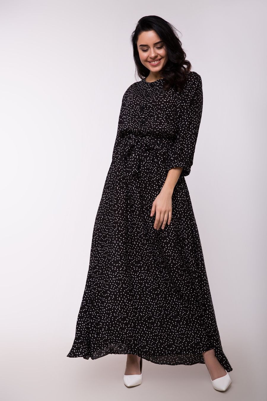 

Летнее платье в пол с поясом Jesstore 6400D-2 XXL Черное