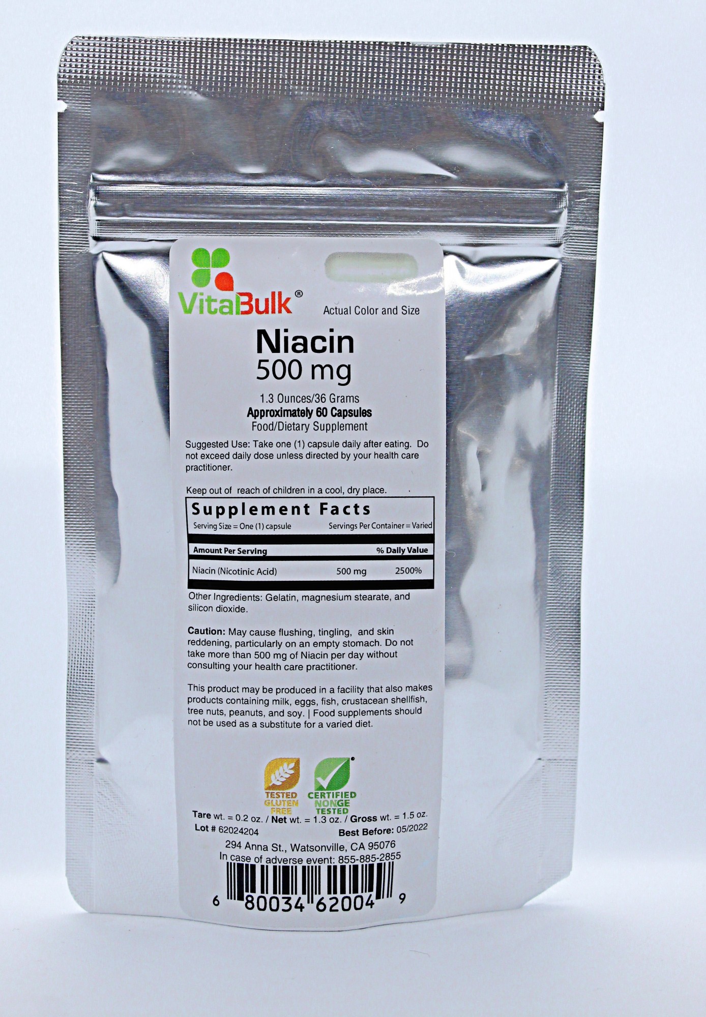 

Витамин VitaBulk Niacin 500 mg 60 Capsule