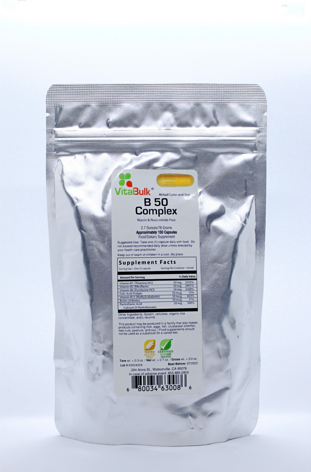 

Витамин VitaBulk B-50 Complex 76mg 150 capsule