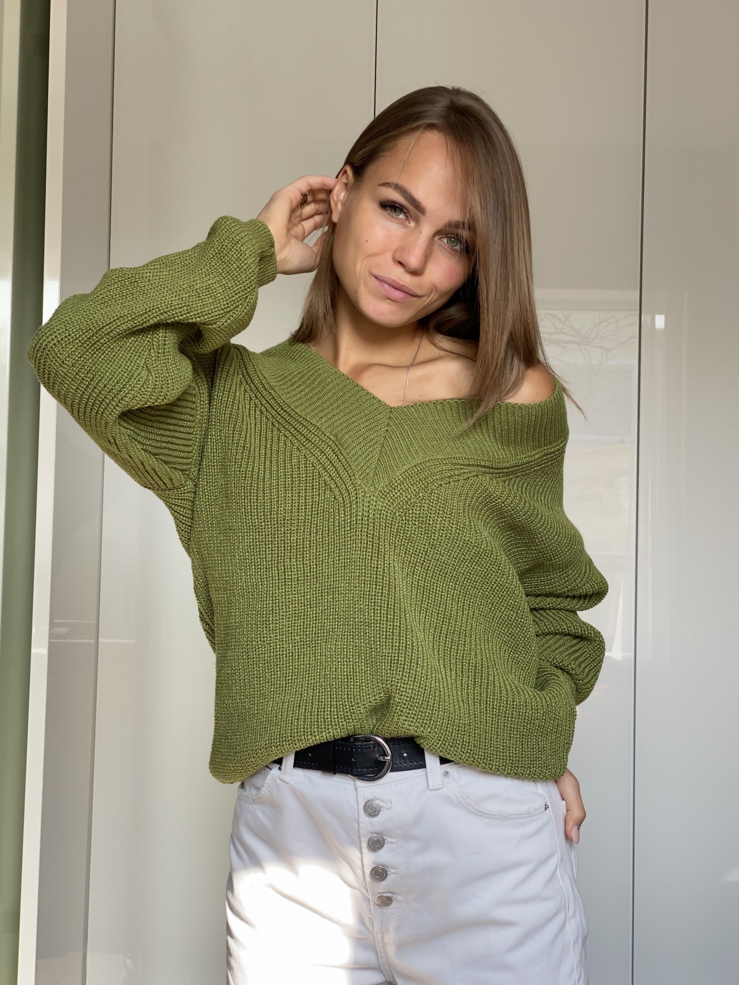 

Пуловер вязаный Verevka Hope One size зелёный