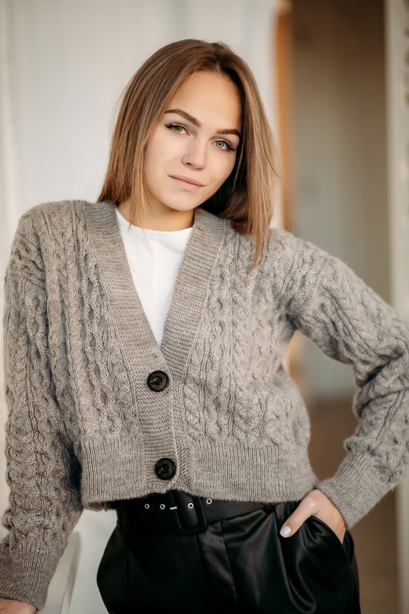 

Кардиган вязаный Verevka Braid  меланж, Кардиган вязаный Verevka Braid One size меланж