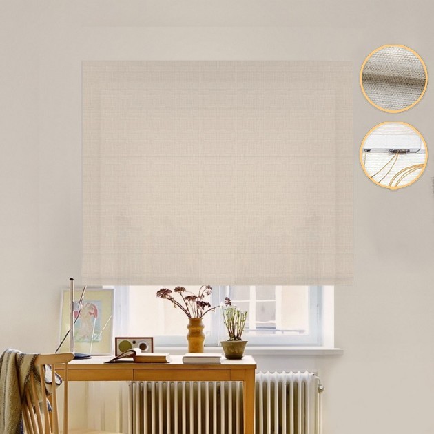 

Римские шторы DECOLIV Рогожка Premium СкайЛайн белый песок 100*170 см