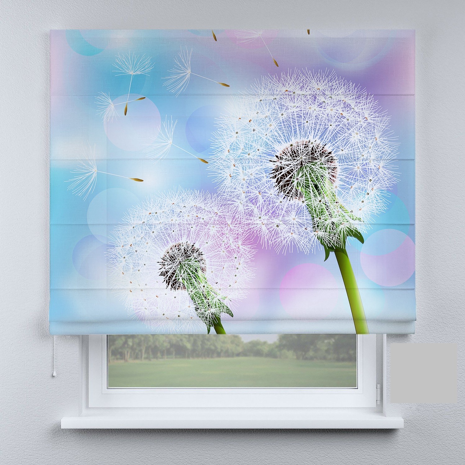 

Римские шторы DECOLIV одуванчики на разноцветном фоне 160*170 см