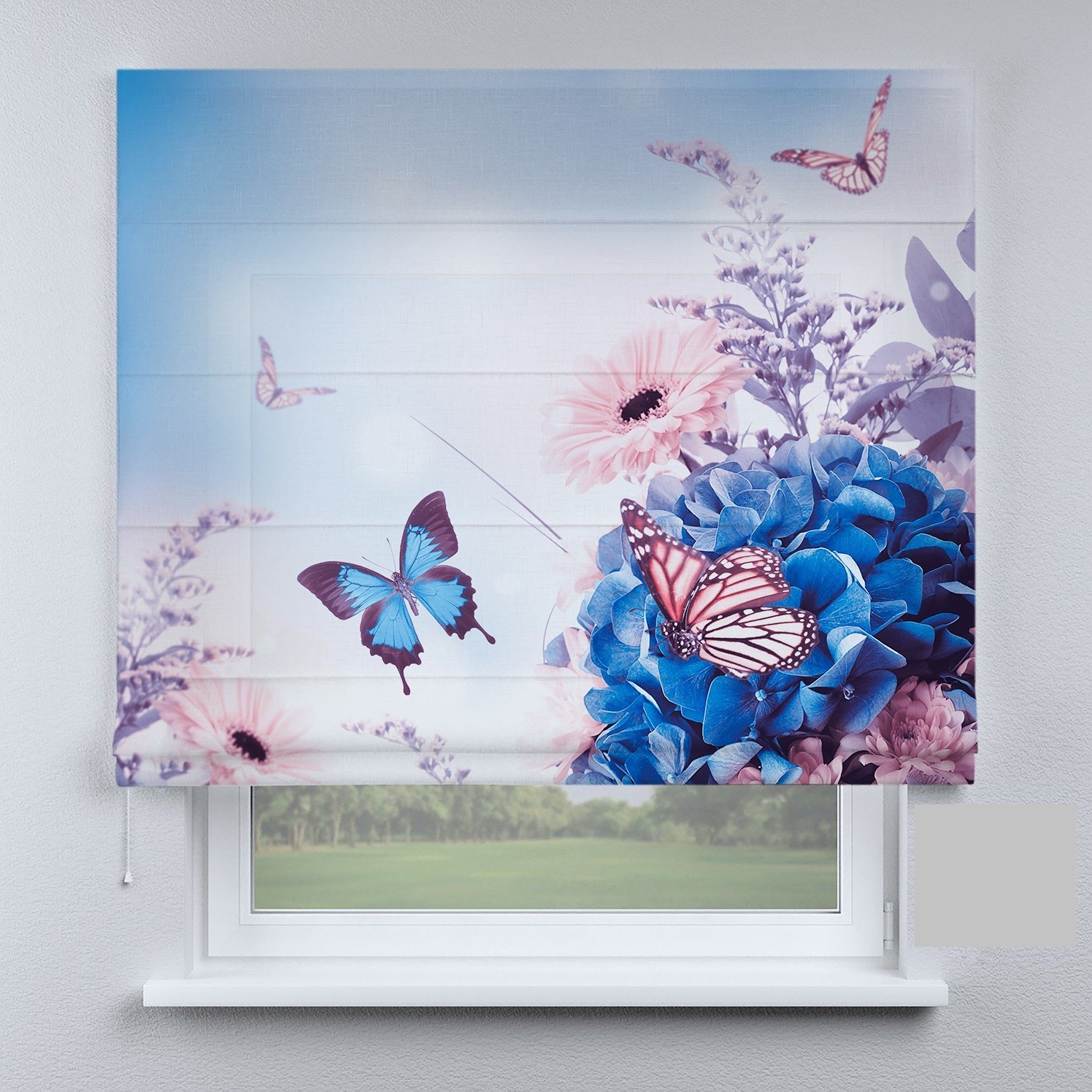 

Римские шторы DECOLIV бабочки фоне цветка 80*170 см