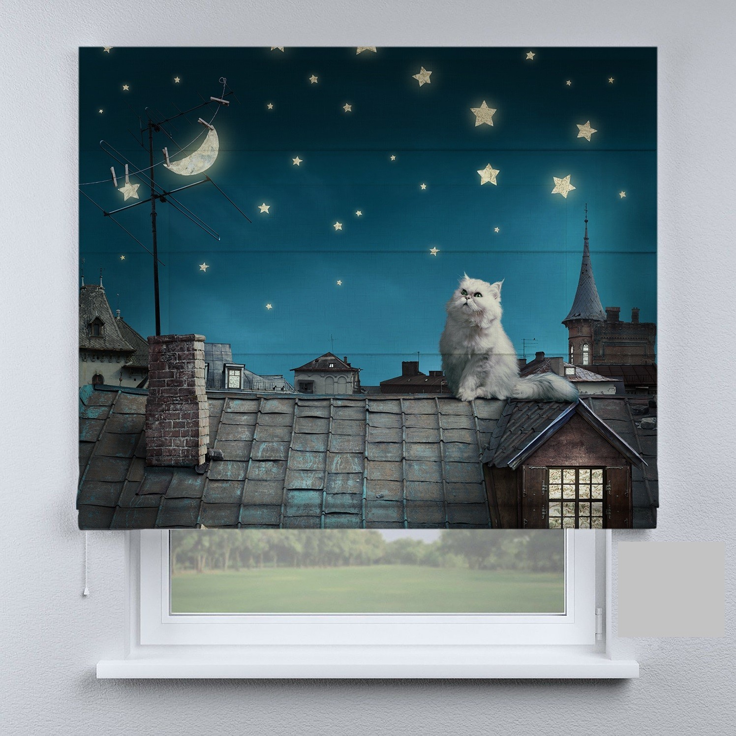 

Римские шторы DECOLIV ночное небо с котом 220*170 см