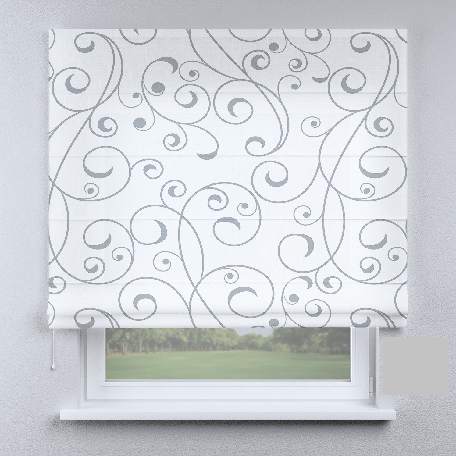 

Римские шторы DECOLIV модерн с вензелями светло-серыми 140*170 см