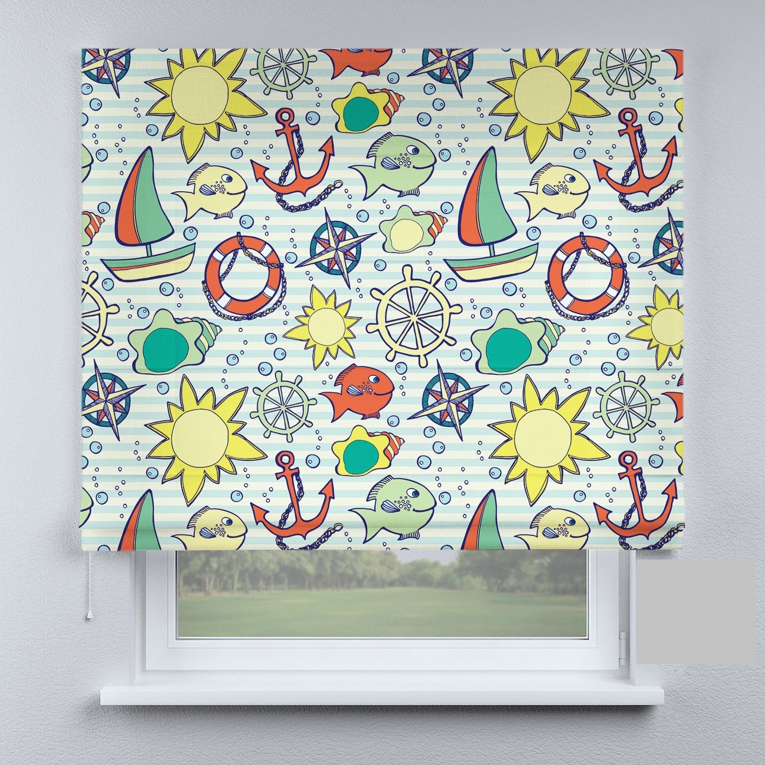 

Римские шторы DECOLIV рыбки и кораблики 50*170 см