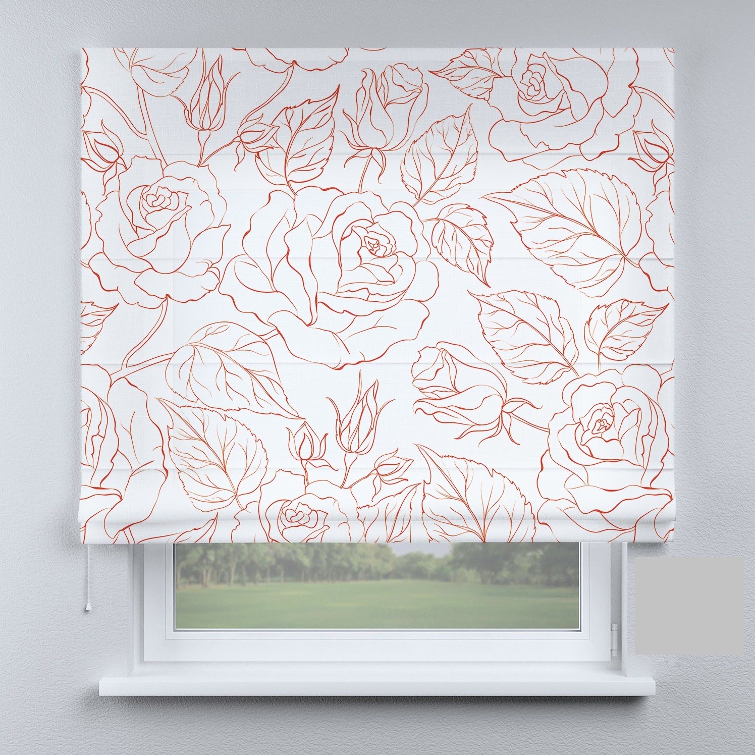 

Римские шторы DECOLIV большие цветы красные 160*170 см