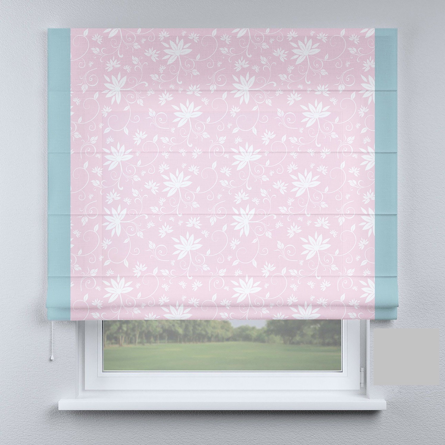 

Римские шторы DECOLIV белые листья с кантом 140*170 см