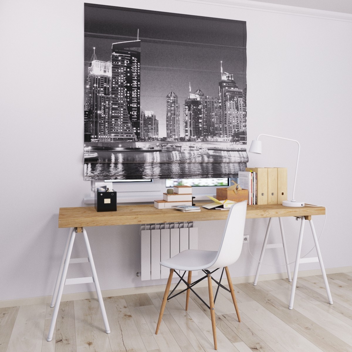 

Римские шторы DECOLIV ночной город в темном цвете 250*170 см