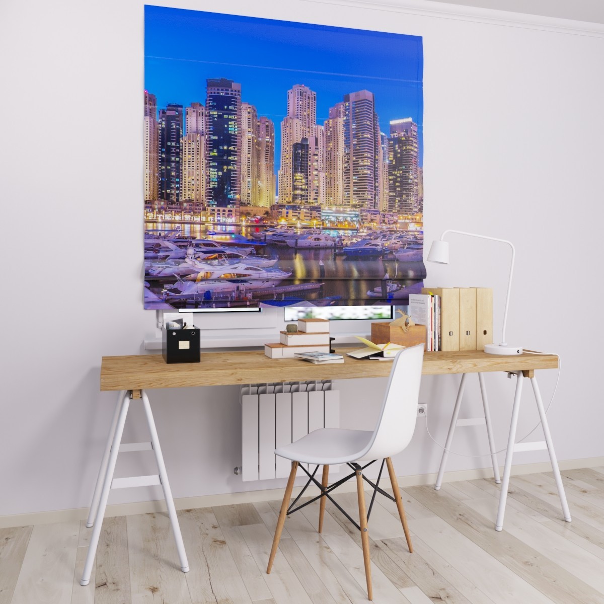 

Римские шторы DECOLIV ночной город с катерами 250*170 см